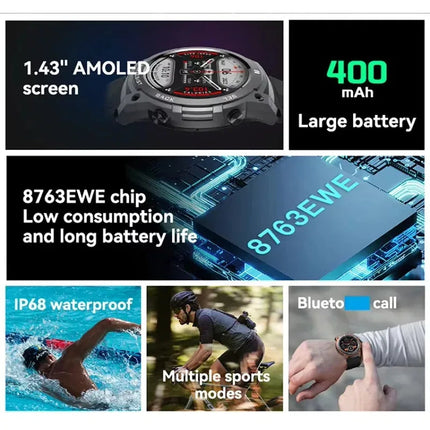 Touch Screen Smart Watch with Fitness Tracking and IP68 Waterproof