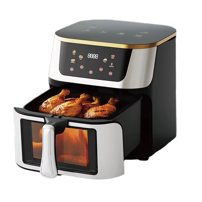 10L Digital Air Fryer with Touchscreen & Transparent Window – 1400W Stainless Steel Large-Capacity Cooker