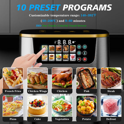 Large 10L Touch Screen Air Fryer 1400W – Multi-Function Black Kitchen Appliance
