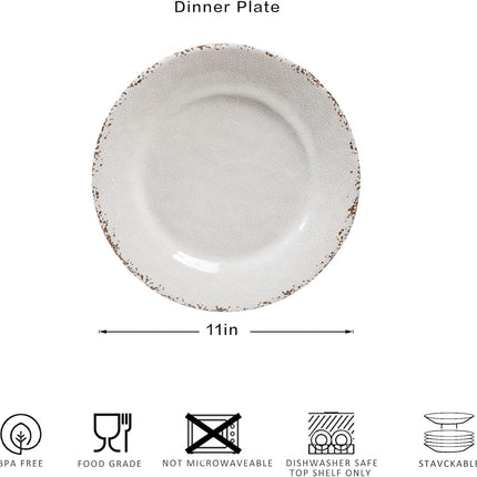 Classic 11-Inch Round Melamine Plates Set of 4 for Kitchen, Salad, Pasta and Party Use