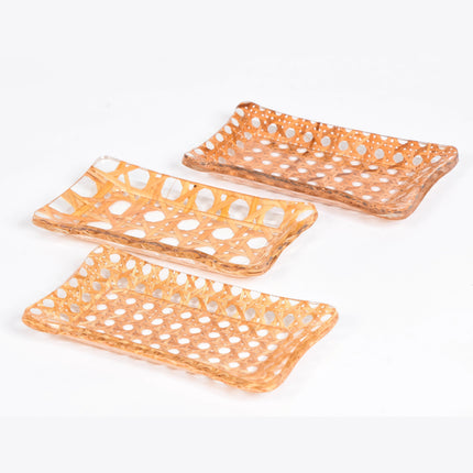 Rattan Acrylic Tray for Home or Restaurant Decorative Durable Dining Serving Tray