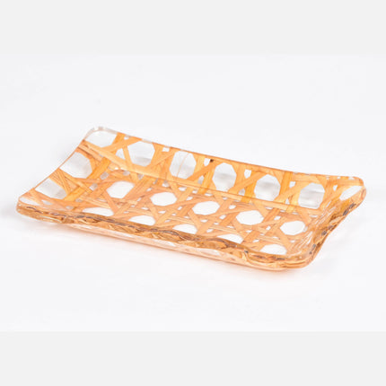 Rattan Acrylic Tray for Home or Restaurant Decorative Durable Dining Serving Tray