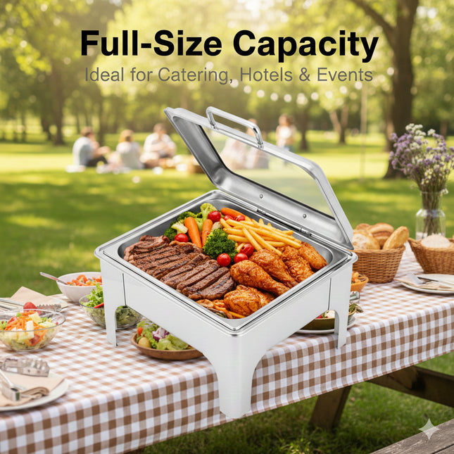 Premium Stainless Steel Chafing Dish Buffet Warmer with Manual Temperature Control