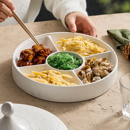 Round Ceramic Serving Plates with Grids and Lid – Party & Restaurant Use