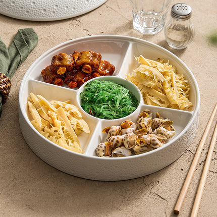 Round Ceramic Serving Plates with Grids and Lid – Party & Restaurant Use