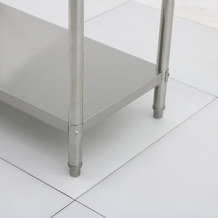 Custom-Sized Double-Layer Stainless Steel Workbench with Adjustable Height Legs