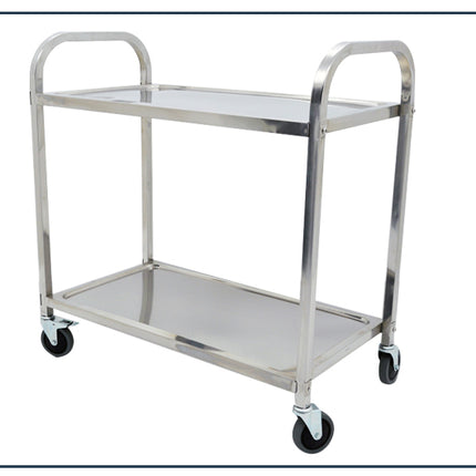 Stainless Steel Utility Trolley Cart with Locking Casters and 300kg Load Capacity