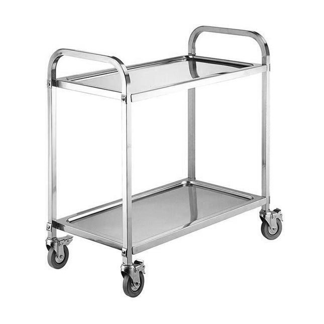 Stainless Steel Dining & Transport Cart Trolley with Lockable Wheels