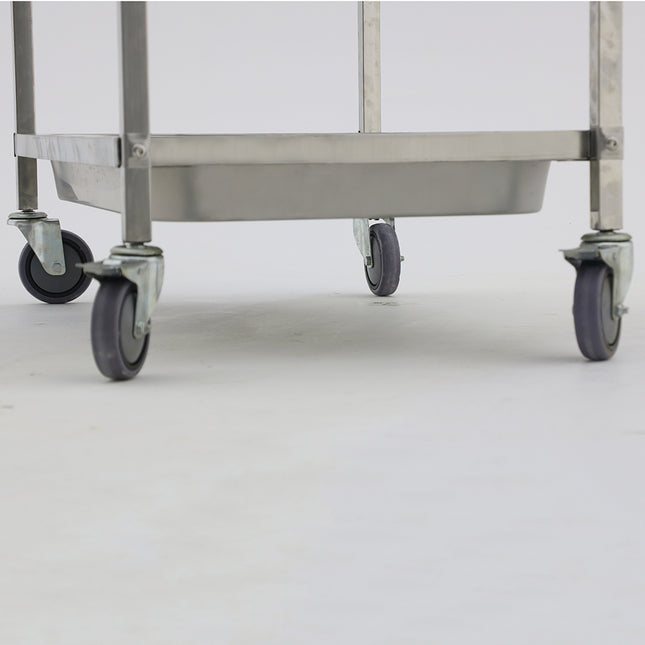 Stainless Steel Dining & Transport Cart Trolley with Lockable Wheels