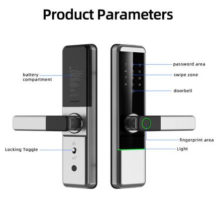 Smart Digital Fingerprint Door Lock with Camera Bluetooth WiFi App Access 5050 Mortise