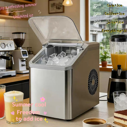 Portable Bullet Ice Maker 1.3L with Touch Control 24H Continuous Ice for Home Kitchen Office Bar
