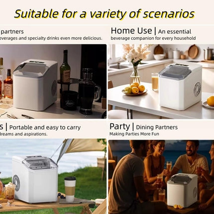 Portable Bullet Ice Maker 1.3L with Touch Control 24H Continuous Ice for Home Kitchen Office Bar