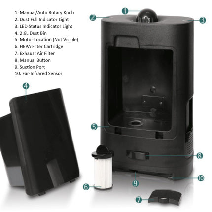 1200W Touchless Barbershop Vacuum Cleaner 2.6L Bagless Cyclone Hair Cleaning Station