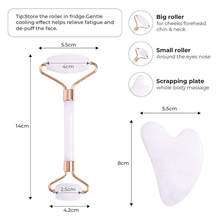 3-in-1 Face Massage Roller Gua Sha Scraper and Cooling Eye Mask Set