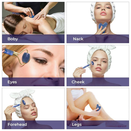 3-in-1 Face Massage Roller Gua Sha Scraper and Cooling Eye Mask Set