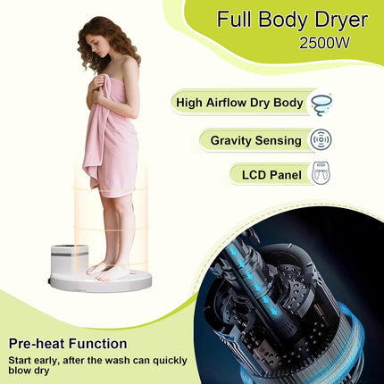 Smart Full Body Dryer 2500W Wall Mounted with Timer & Negative Ion Technology