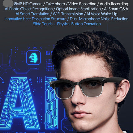 Smart AI Glasses with Bluetooth 5.3 & 6-7H Music/Call Time