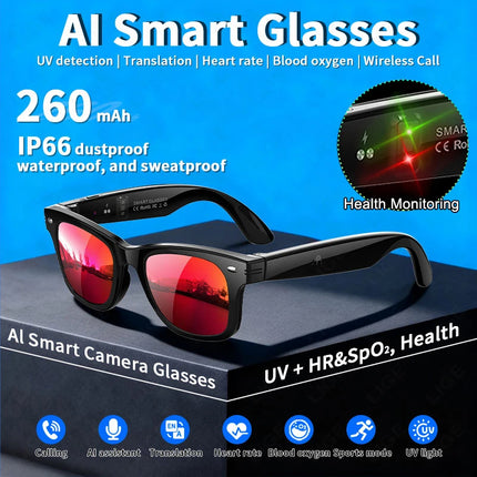 Waterproof AI Glasses with 16MB Memory and 10m Wireless Range