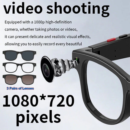 Portable Smart AI Glasses – Music & Calls 6-7H, 10m Bluetooth Range