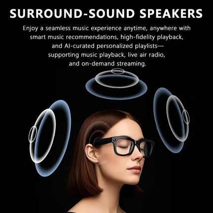 Portable Smart AI Glasses – Music & Calls 6-7H, 10m Bluetooth Range