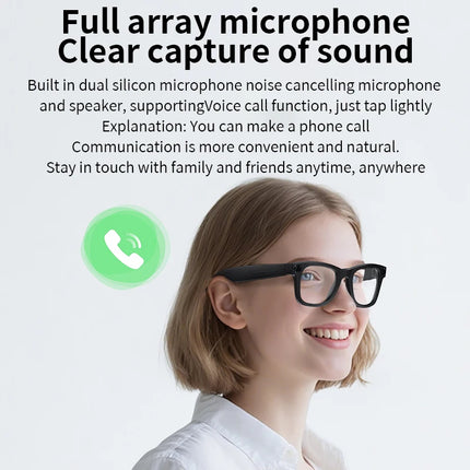 Portable Smart AI Glasses – Music & Calls 6-7H, 10m Bluetooth Range