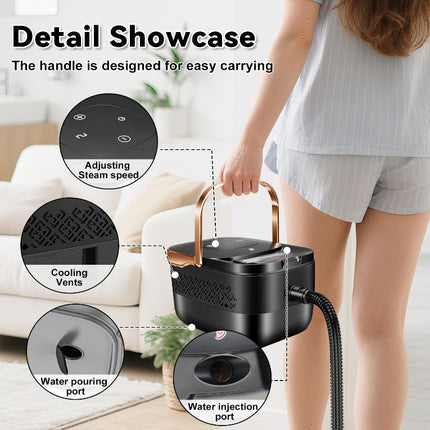 2500W Portable Handheld Steam Cleaner with Fast Heat Up and 1L Tank for Home and Car