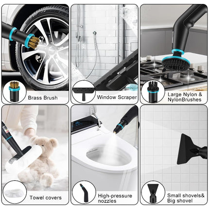 2500W Portable Handheld Steam Cleaner with Fast Heat Up and 1L Tank for Home and Car