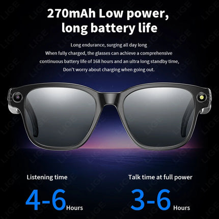 Wireless AI Smart Glasses with Bluetooth 5.4 and 6-7H Music/Call Time