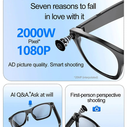 Wireless AI Glasses with 10m Range, Waterproof Design, and Hands-Free Calls