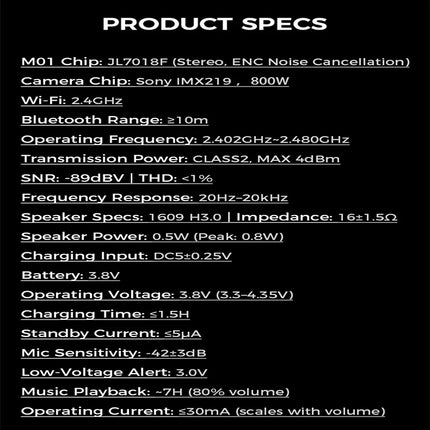 AI Smart Glasses with Bluetooth 5.3 & 6-7H Music/Call Time, Waterproof IP65