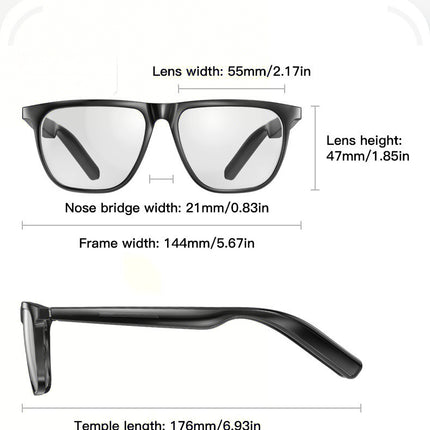 Portable AI Glasses with 10m Wireless Range and 150mAh Battery, P65 Water-Resistant