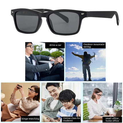 Portable Bluetooth 5.0 Audio Glasses with Mic, 10m Range, Lightweight Design