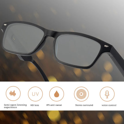 Portable Bluetooth 5.0 Audio Glasses with Mic, 10m Range, Lightweight Design