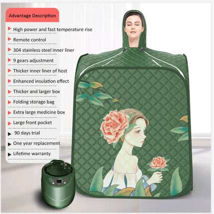 Home Steam Sauna Box 1000W Folding Detox Tent with 9-Level Temperature Control