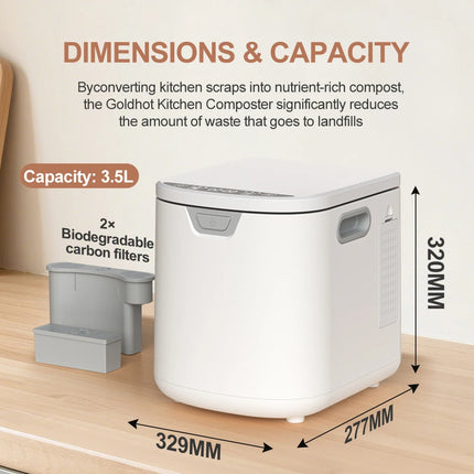 Compact 3.5L Kitchen Compost Machine with Nano Ceramic Inner Pot & Odor Filter