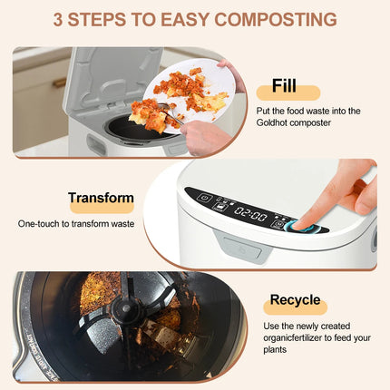 Compact 3.5L Kitchen Compost Machine with Nano Ceramic Inner Pot & Odor Filter