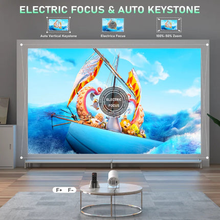 HD LCD Projector 1080P, Auto Keystone, 5W Speaker, 30”-200” Display