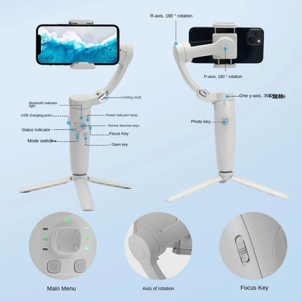 Compact Foldable Phone Gimbal Stabilizer with FPV Mode & 2200mAh Battery