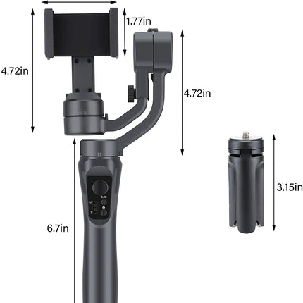 Cordless 3-Axis Smartphone Gimbal with Object Tracking & Zoom Control, 2500mAh Battery