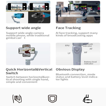 Portable 3-Axis Smartphone Gimbal with Object Tracking, Time-Lapse & FPV Mode – 280g Payload