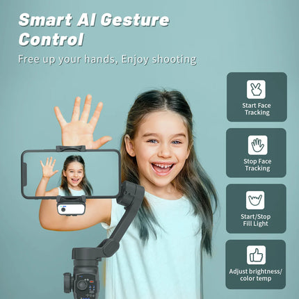 3-Axis Foldable Gimbal with Beauty Filter, Multiple Shooting Modes & Compact Design