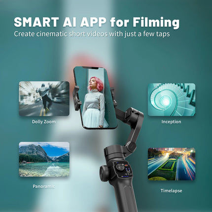 Portable 3-Axis Gimbal for Smartphone with Zoom, Slow Motion & FPV Modes
