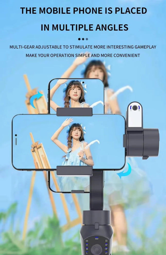 3-Axis Handheld Gimbal Stabilizer with 360° Rotation & AI Tracking for Mobile Phones