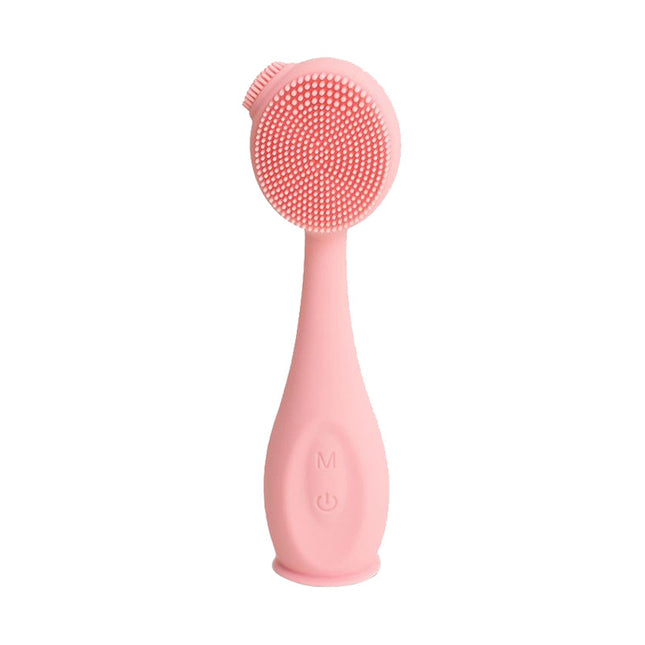 Portable Electric Facial Cleansing Brush with Ultrasonic Vibration and Jade Stone, Waterproof Design