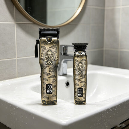Professional Cordless Hair Clipper with LCD Display Stainless Steel Blades Rechargeable Trimmer