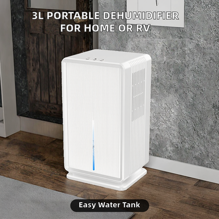 Compact Refrigerative Dehumidifier with 3L Tank Adjustable Humidity Control for Indoor Use