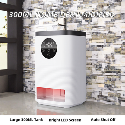 300ML Portable Electric Dehumidifier with LED Display Auto Shut Off for Bedroom Bathroom