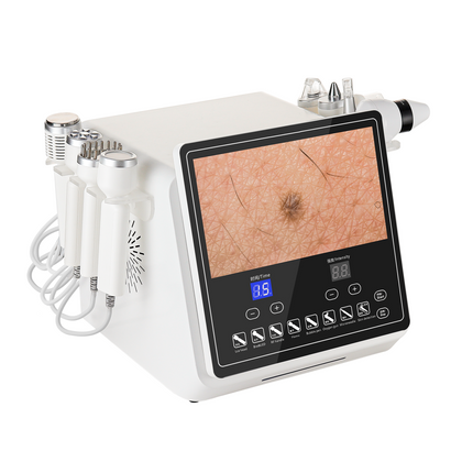 Portable 8 in 1 Facial Beauty Machine Skin Analyzer with LCD Display and Multiple Attachments