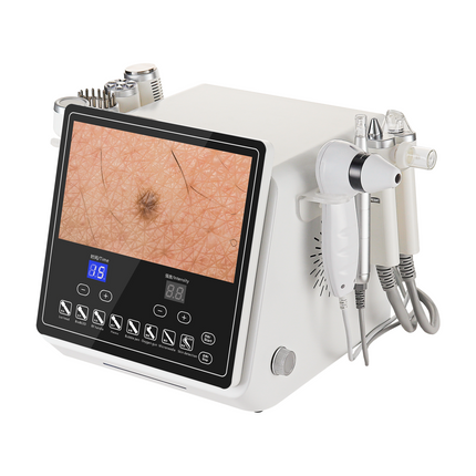 Portable 8 in 1 Facial Beauty Machine Skin Analyzer with LCD Display and Multiple Attachments