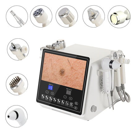 Portable 8 in 1 Facial Beauty Machine Skin Analyzer with LCD Display and Multiple Attachments